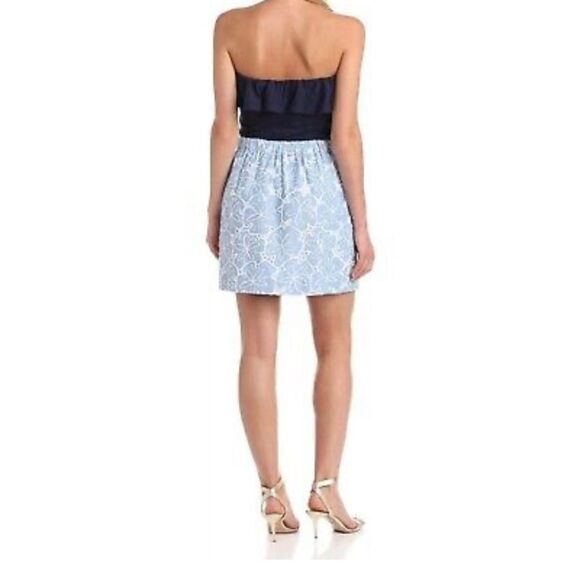 Lilly Pulitzer Athens Tide Blue Hollar For a Dollar Strapless ALine Eyelet Dress - Picture 5 of 14